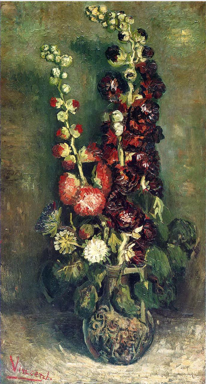 Vase of Hollyhocks Vincent van Gogh Impressionism Flowers Oil Paintings